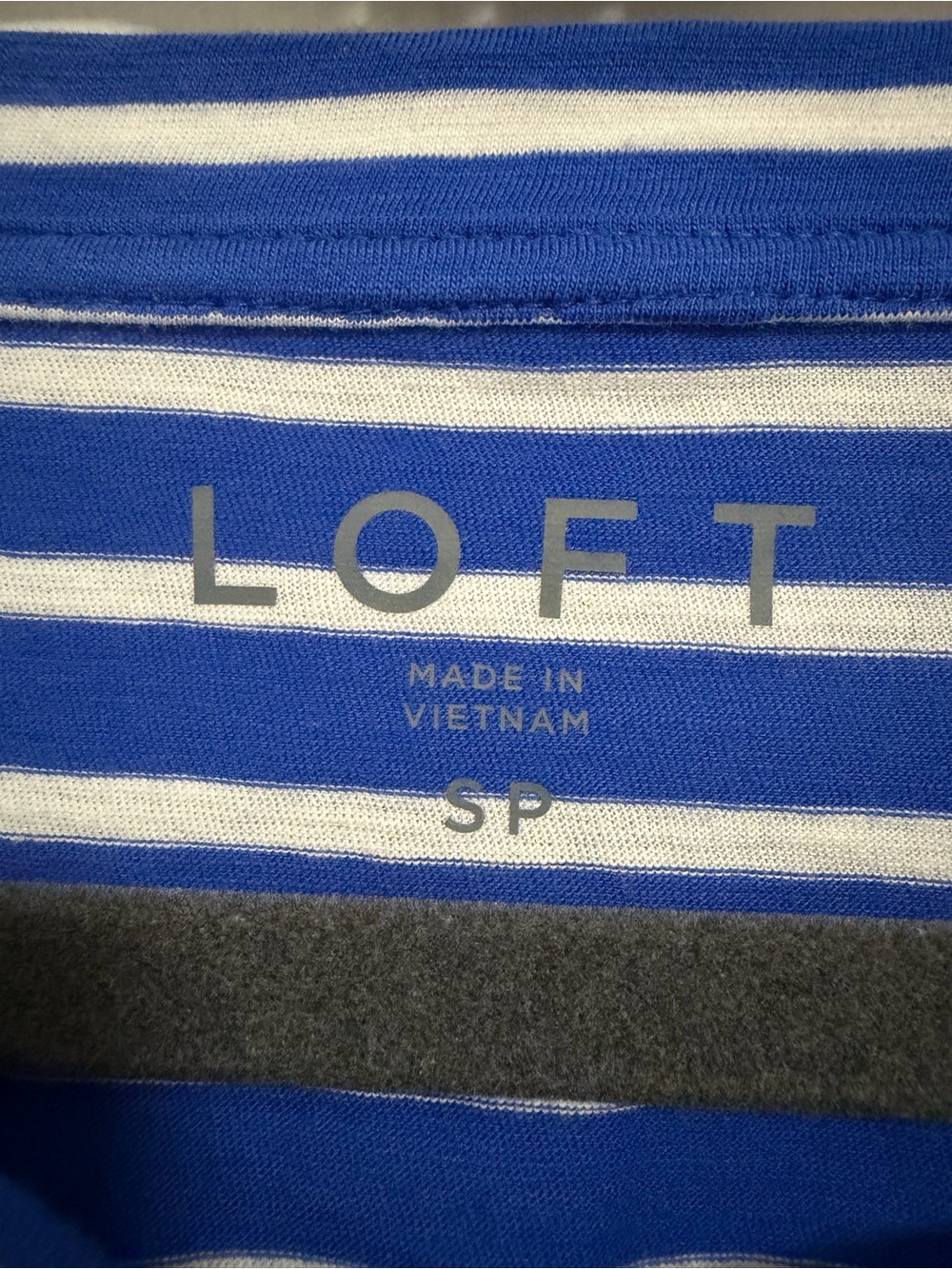 LOFT Blue White Stripe Flutter Sleeve Tee Petite Small - Picture 3 of 8
